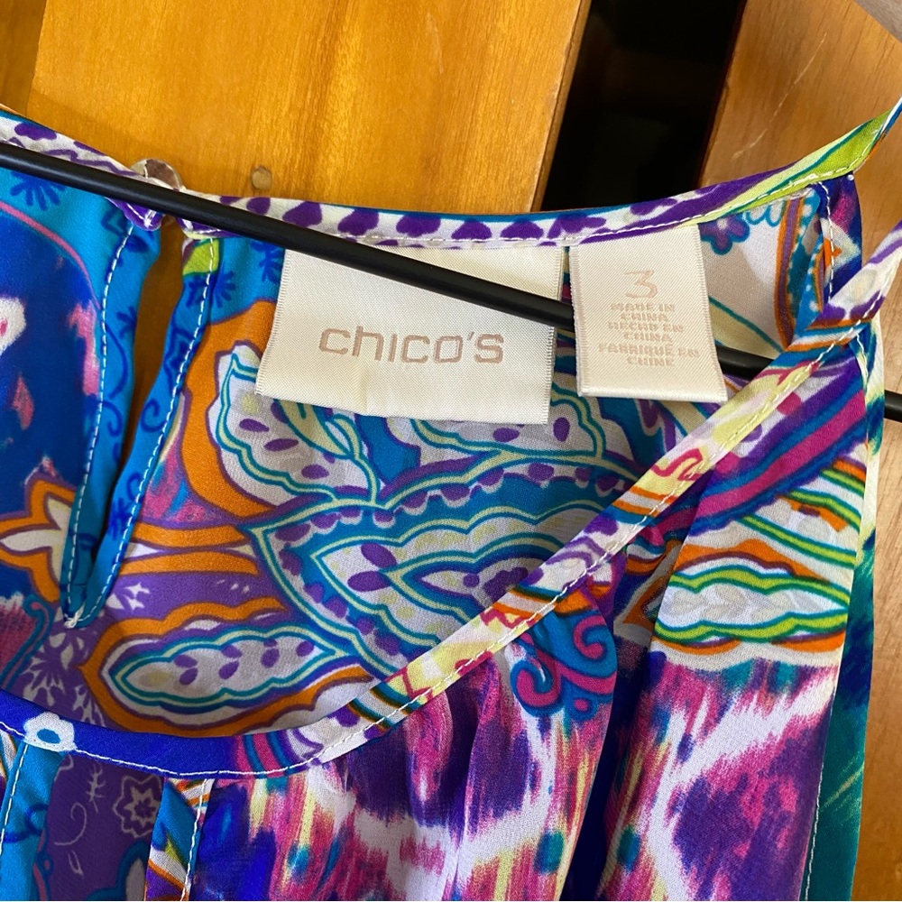 Chico's Vibrant Multicolor Patterned Cold Shoulde… - image 3